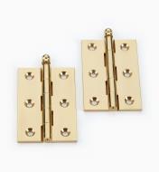 00D0501 - 3" x 2" Brass Loose-Pin Door Hinges, pr.