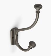 00W8544 - Pewter Coat Hook with Brass Knobs