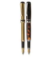 Example of completed Flat-Top Fountain Pen beside pen hardware