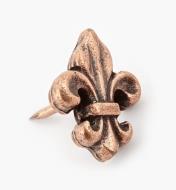 00T0955 - Clou décoratif en fleur de lys, fini cuivre antique, 3/4 po x 1/2 po, l'unité