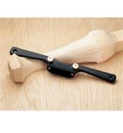 Veritas Low-Angle Spokeshave lying across a wooden spindle