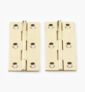 00D0204 - 3" × 1 11/16" Extruded Brass Fixed-Pin Butt Hinges, pr.