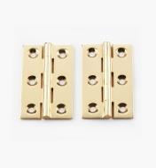 00D0302 - 2" × 1 1/4" Extruded Brass Fixed-Pin Butt Hinges, pr.