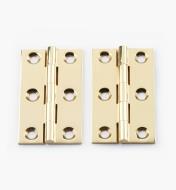 00D0303 - 2 1/2" × 1 1/2" Extruded Brass Fixed-Pin Butt Hinges, pr.