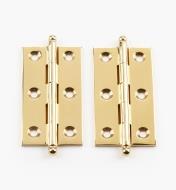 00D0602 - 2 1/2" x 1 3/8" Extruded BrassFast-Pin Ball-Tip Hinges, pr.