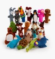 A variety of animal finger puppets