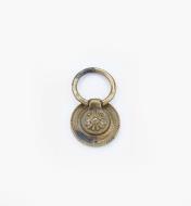 01A7438 - Poignée à anneau Louis XVI, laiton ancien, 38 mm
