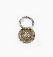 01A7447 - Poignée à anneau Louis XVI, laiton ancien, 47 mm