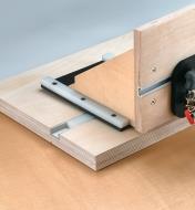 Combination of wide slot extrusion and T-slot track to make a mortising jig