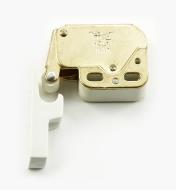 01L0103 - Brass/White Plate Mini-Latch