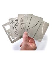 Wallet Tool Cards the way they are supplied, as flat stainless-steel sheets