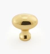 00W9001 - 1" x  5/8" x 1"Polished Brass Oval Knob