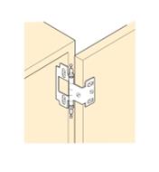 Illustration of partial-wrap inset hinge installed on a cabinet