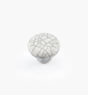 00W5201 - Bouton rond en céramique, série Craquelé, blanc, 1 po x 3/4 po