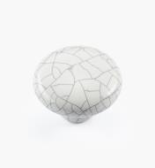 00W5203 - Bouton rond en céramique, série Craquelé, blanc, 1 1/2 po x 1 1/16 po