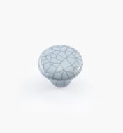 00W5211 - Bouton rond en céramique, série Craquelé, bleu, 1 po x 3/4 po