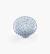 00W5212 - Bouton rond en céramique, série Craquelé, bleu, 1 1/4 po x 15/16 po