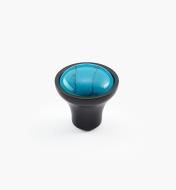 01A3631 - Petit bouton gemme turquoise, fini bronze huilé, 23 mm