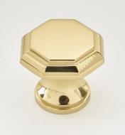 01W2503 - 1 1/8" x 1" Polished Brass Octagonal Knob