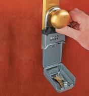 Lockbox with Shackle attached to a doorknob