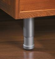 Example of a satin aluminum leg supporting a furniture piece
