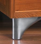 Aluminum Rounded Leg mounted on a piece of furniture