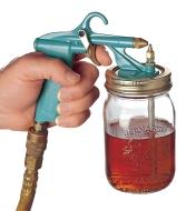 Jar of Air-Powered Spray Gun filled with stain