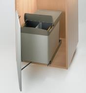 Waste Container sliding out of the cabinet as the door is opened