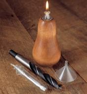 Example of insert used in a wooden oil lamp