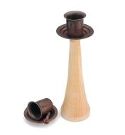 Candle Cup Holder mounted on a wooden candlestick