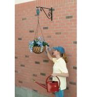 Planter basket raised on the Hanging Basket Pulley