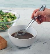 Mixing salad dressing with the Flat Mini-Whisk