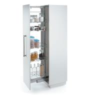 Larder Unit installed in cabinet, holding various food items