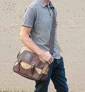 A man carries a Lee Valley Shoulder Bag with the strap across his body