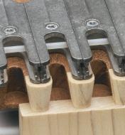 Close-up of half-blind joints
