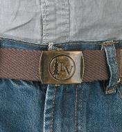 Brown Lee Valley Belt worn with a pair of jeans