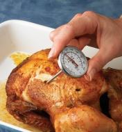 Instant-Read Thermometer inserted in a roast chicken