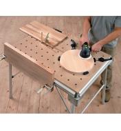 Sanding a round project that is clamped to the MFT/3 Multifunction Table 