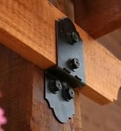 Ozco Large Post-to-Beam Bracket installed on an outdoor structure