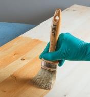 Applying varnish with a 50mm (2") Oval Varnish Brush