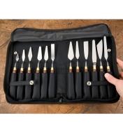 Set of 12 Palette Knives displayed in the open case