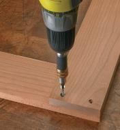 Drilling countersunk holes in the end of a board 