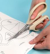 Cutting a sewing pattern with Precision Scissors