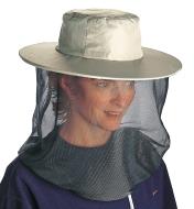 A woman wearing the Pocket Hat with the mosquito head net