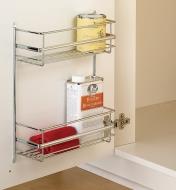 Double utility rack mounted on a cupboard door