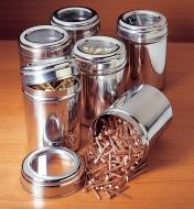Six Large Canisters holding fasteners
