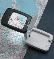 Stand-Up Folding LED Magnifier magnifying a map
