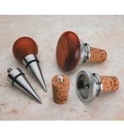 Examples of bottle stoppers with and without turnings attached