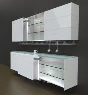 Example of kitchen cabinets using the Servetto Galley Door Mechanisms