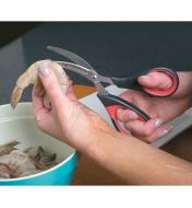Cutting the shell of a shrimp with Seafood Scissors